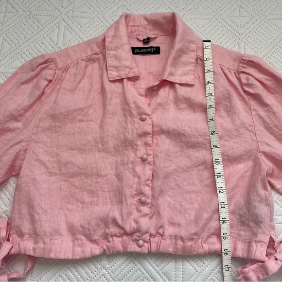 Blank NYC Flying Solo 100% Linen Button Down Shirt in Pink Size Small - Picture 5 of 10
